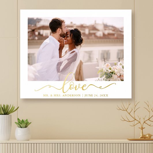 Elegante Liebe Kalligrafie Script Wedding Foto Gol Foliendrucke