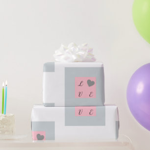 Elegante Liebe Rosa und Grau Geschenk Geschenkpapier