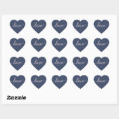Elegante Liebe Script Navy Blue & Blush Pink Shado Herz-Aufkleber (Blatt)