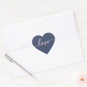 Elegante Liebe Script Navy Blue & Blush Pink Shado Herz-Aufkleber (Umschlag)