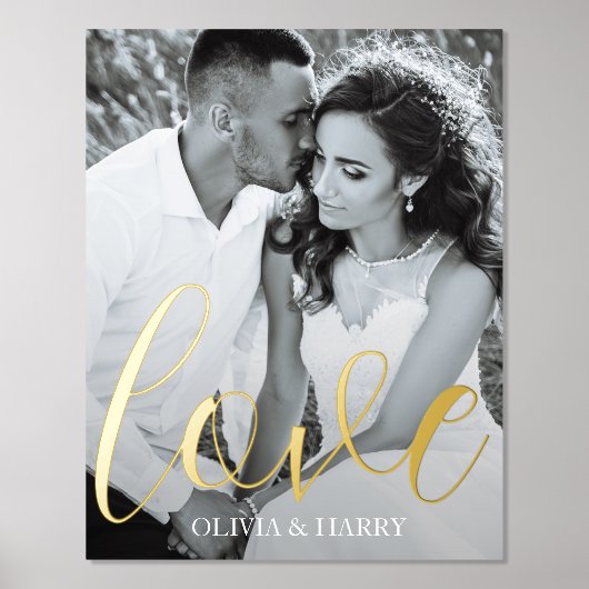 Elegante Liebe Script Real Foil Print Foliendrucke (Vorderseite)