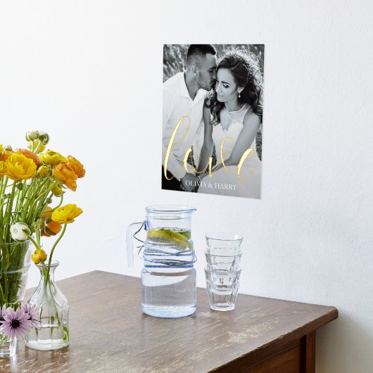 Elegante Liebe Script Real Foil Print Foliendrucke (Ablage(Küche))