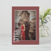 Elegante Liebe Script Valentinins Foto-Urlaubskart Dankeskarte (Stehend Vorderseite)