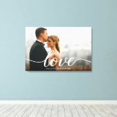 Elegante Liebe Script Wedding Foto Custom Leinwanddruck (Insitu (Holzboden))