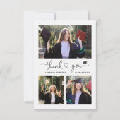 Elegante Liebe Startskript Abschluss 3 Foto Dankeskarte (Vorderseite)