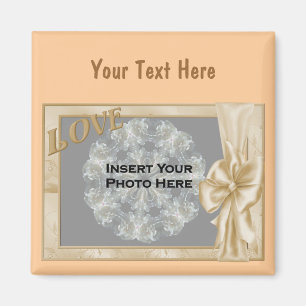 Elegante Liebe und Bogen-Entwurfs-Foto Magnet