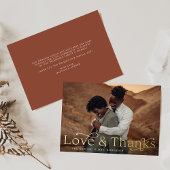 Elegante Liebe und Dank an Brown Foto Wedding Folieneinladung