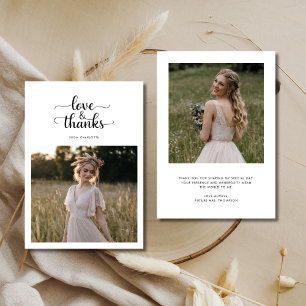 Elegante Liebe und Dank Brautparty Foto Dankeskarte