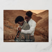 Elegante Liebe und Dank Dusty Rose Foto Hochzeit Folieneinladung (Vorderseite)