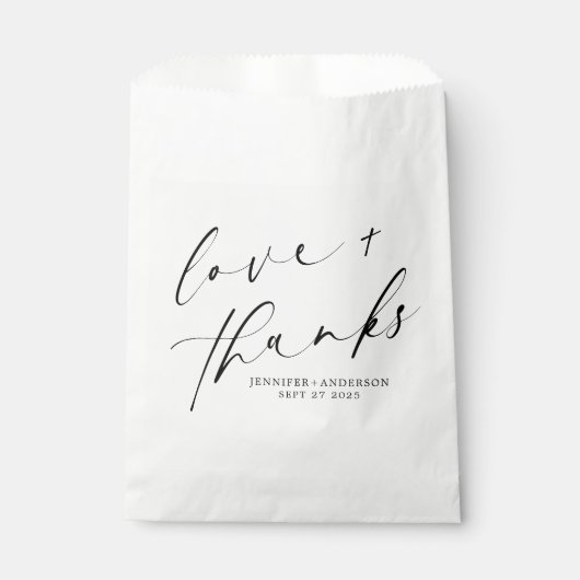 Elegante Liebe und dank handgeschriebener Skriptei Geschenktütchen (Vorderseite)