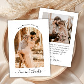Elegante Liebe und dank Script Foto Arch Wedding Dankeskarte