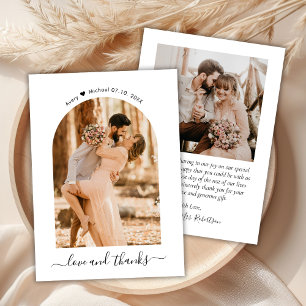 Elegante Liebe und dank Script Foto Arch Wedding Dankeskarte
