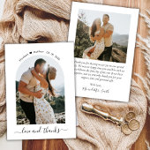 Elegante Liebe und dank Script Foto Arch Wedding Dankeskarte
