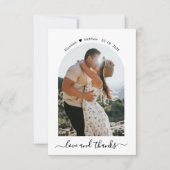 Elegante Liebe und dank Script Foto Arch Wedding Dankeskarte (Vorderseite)
