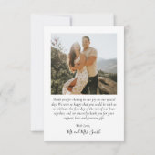 Elegante Liebe und dank Script Foto Arch Wedding Dankeskarte (Rückseite)