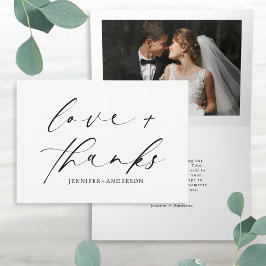 Elegante Liebe und dank Script Foto Hochzeit Dankeskarte