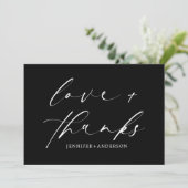 Elegante Liebe und dank Script Foto Hochzeit Dankeskarte (Stehend Vorderseite)