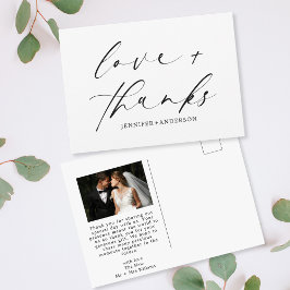 Elegante Liebe und dank Script Foto Hochzeit Postkarte