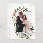 Elegante Liebe und Dank Watercolor Rosa Blütenfarb Postkarte (Vorne/Hinten)