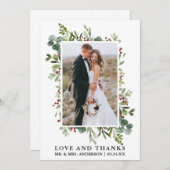 Elegante Liebe und dank Watercolor Winterlandschaf Dankeskarte (Vorne/Hinten)