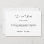 Elegante Liebe und Dankbarkeit Hochzeitsszenario F Dankeskarte (Rückseite)