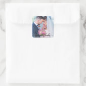 Elegante Liebe und Dankeschön Hochzeit Foto Blk Quadratischer Aufkleber (Tasche)