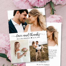 Elegante Liebe und Dankeschön Script Collage Weddi Dankeskarte