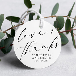 Elegante Liebe und Dankeschön Script Heart Wedding Geschenkanhänger