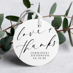 Elegante Liebe und Dankeschön Script Heart Wedding Geschenkanhänger