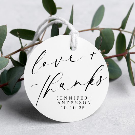 Elegante Liebe und Dankeschön Script Heart Wedding Geschenkanhänger