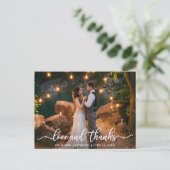 Elegante Liebe und Dankeschön-Script-Hochzeitskamp Postkarte (Stehend Vorderseite)
