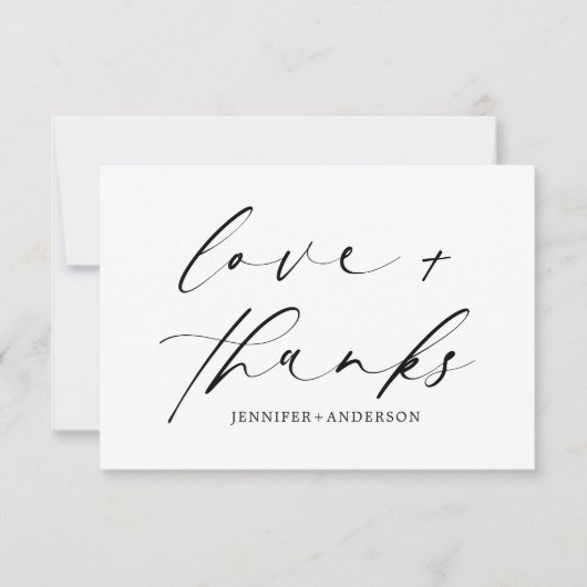 Elegante Liebe und Dankeschön-Skript-QR-Code für H Dankeskarte (Vorderseite)