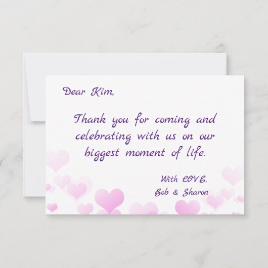 Elegante Liebe und vielen Dank für Ihre Grüße Hoch Dankeskarte (Rückseite)