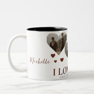 Elegante Liebe valentine's day Paar 3 Foto Name Zweifarbige Tasse