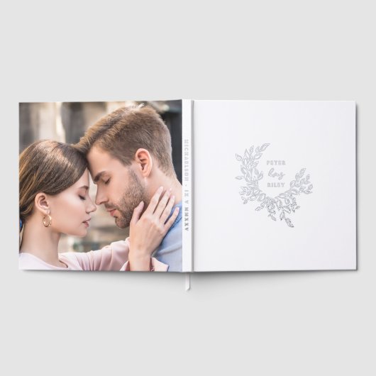 Elegante Liebe Wappen Wreath Foto Hochzeit Gästebuch (Voll)