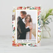 Elegante Liebe Watercolor Winter Floral und Danke (Stehend Vorderseite)