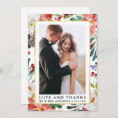 Elegante Liebe Watercolor Winter Floral und Danke (Vorne/Hinten)