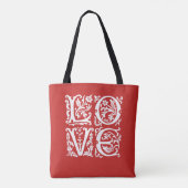 Elegante Liebe Weiß über Rotes Wort Kunst Tasche (Rückseite)