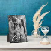 Elegante Liebe Weißes Skript-Foto Fotoplatte (Seite)