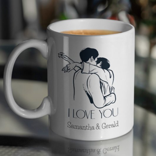 Elegante Liebe zum Hochzeitstag Valentinstag Kaffeetasse