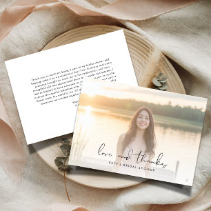 Elegante Liebes- und Dankes-Hochzeitsdusche-Foto Dankeskarte