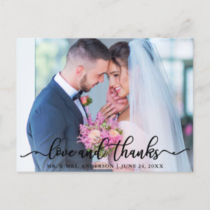 Elegante Liebes- und Dankeschön-Schrift Hochzeitsf Postkarte
