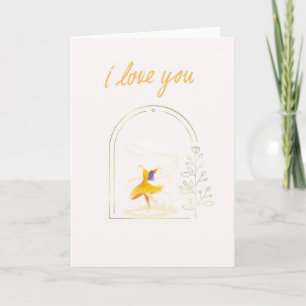 Elegante Liebeskarte I Love You mit tanzender Frau Karte