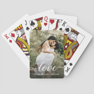 Elegante Liebesschrift Individuelle Foto-Hochzeit Spielkarten
