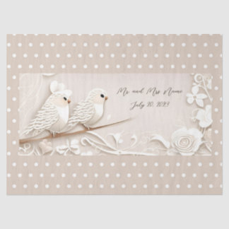 Elegante Liebesvögel Hochzeitszettel Seidenpapier