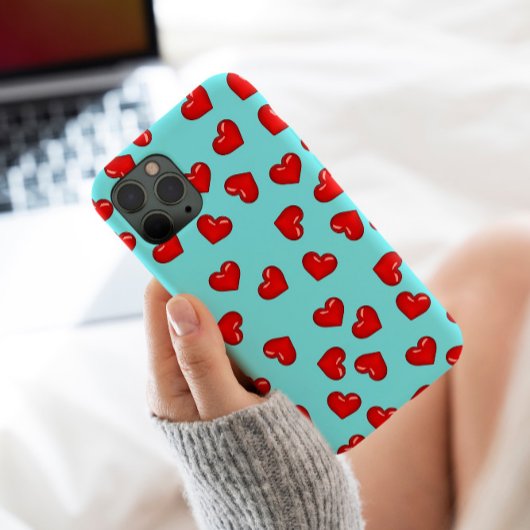 Elegante Liebhaber Rotes Herzmuster auf türkisblau Case-Mate iPhone Hülle