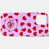Elegante Liebhaber rotes Herzmuster auf weich lila Case-Mate iPhone Hülle (Rückseite (Horizontal))