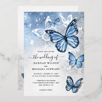 Elegante Light Baby Blue Butterfly Hochzeit Real