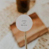 Elegante Light Beige Script Wedding Runder Aufkleber