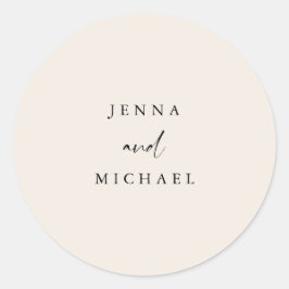 Elegante Light Beige Script Wedding Runder Aufkleber